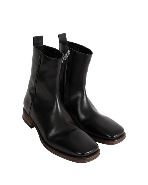 Acne Black Leather Ankle Boots for men