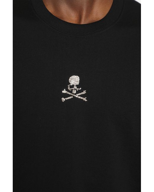 MASTERMIND WORLD Black Rhinestone Cotton T-Shirt for men