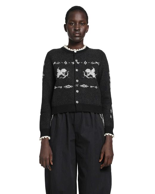 Renli Su Black Romantic Angel Wool Cardigan