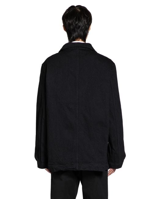Studio Nicholson Black Giacca Di Jeans Crinckle for men