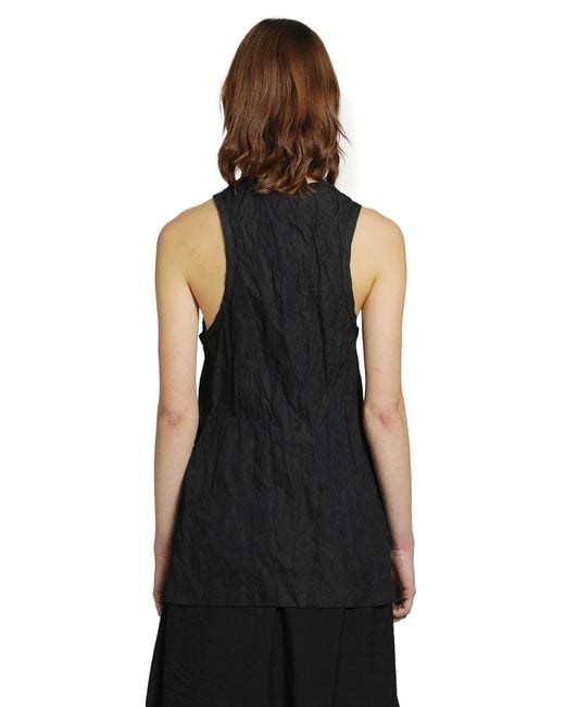 Totême Black Crinkled Cotton Tank Top