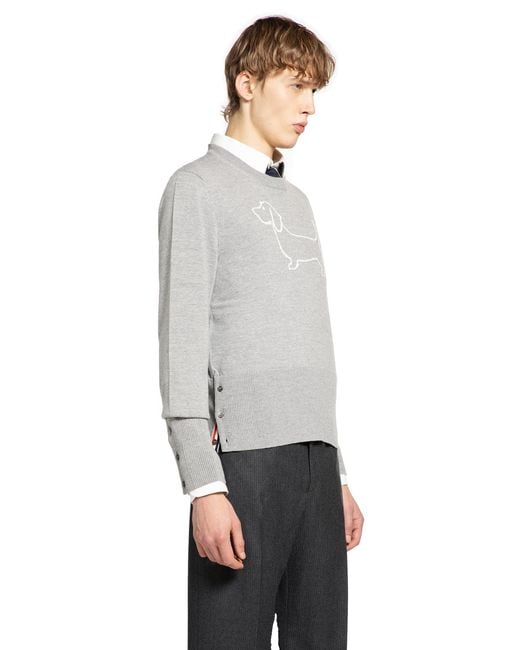Thom Browne Gray Hector 4-Bar Sweater for men