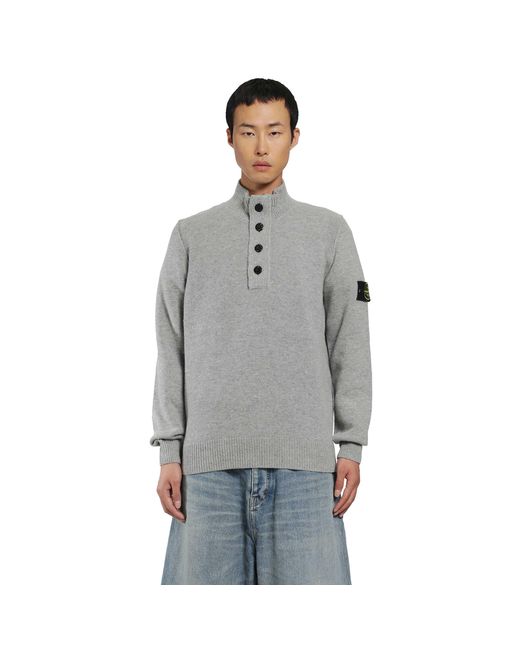 Stone Island Gray 5100040 Lambswool Half-Zip Sweater for men