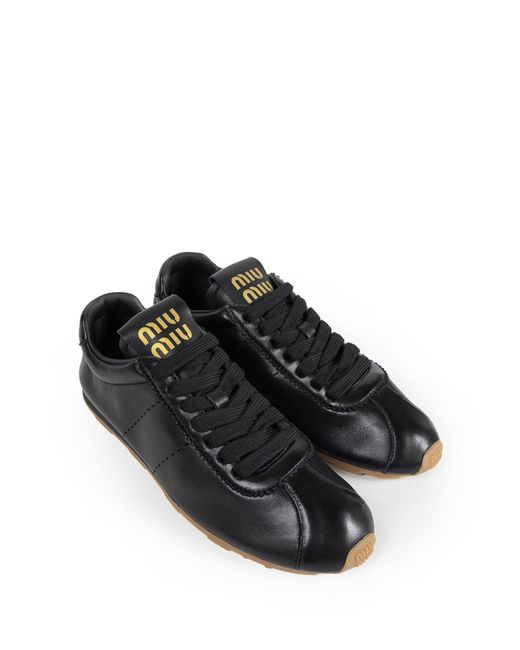 Miu Miu Black Plume Nappa Leather Sneakers