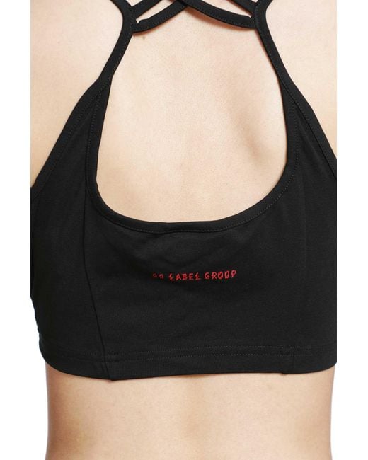 44 Label Group Black Embroidered Cotton Top