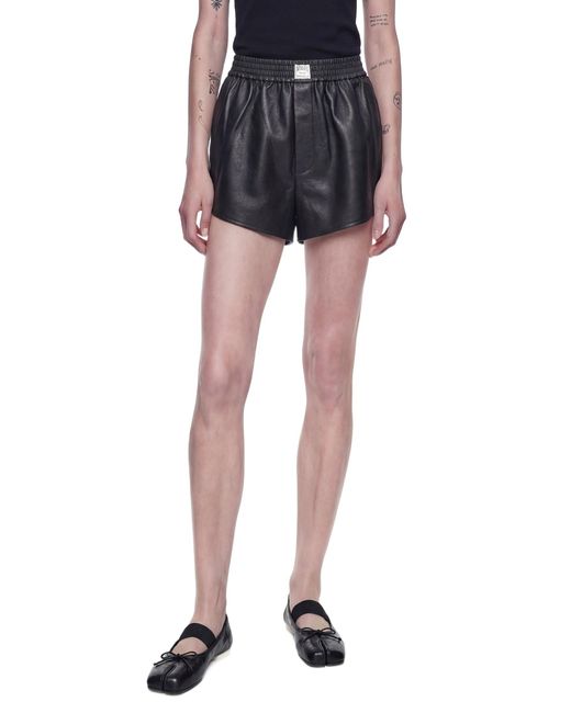 MM6 by Maison Margiela Black Crackled Faux Leather Shorts