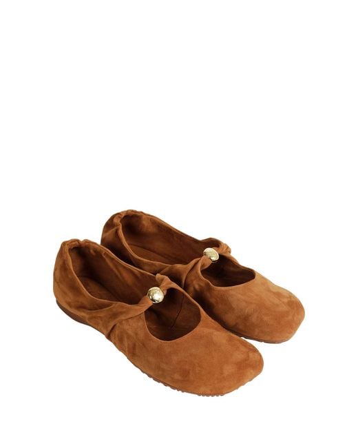 Loewe Brown Suede Ballerinas