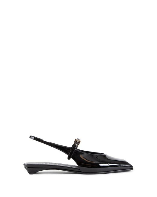 Prada Black Patent Leather Slingback Ballerinas