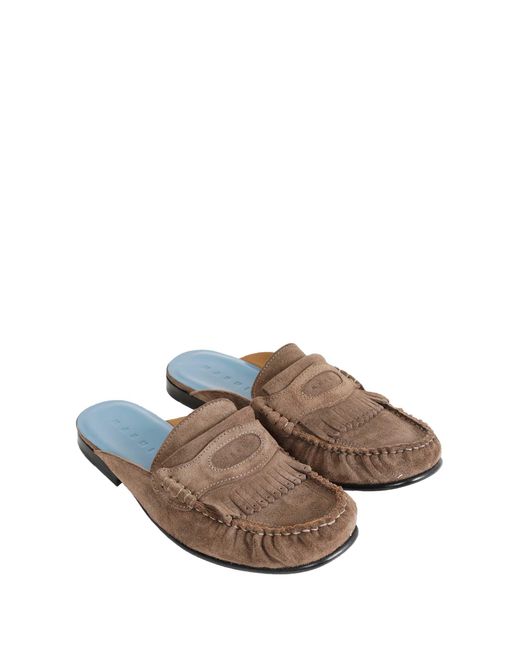 Marni Brown Suede Mule Loafers