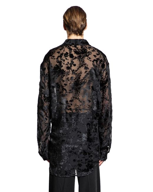 Ann Demeulemeester Black Mark High Comfort Shirt In Velvet Dévoré for men