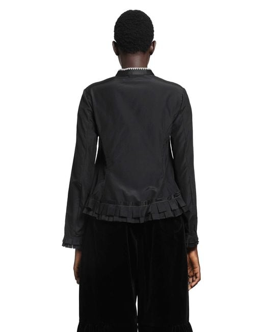 Renli Su Black Silk And Cotton Fitted Blouse