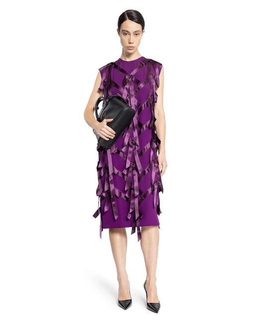 Prada Purple Sablé Dress With Bows