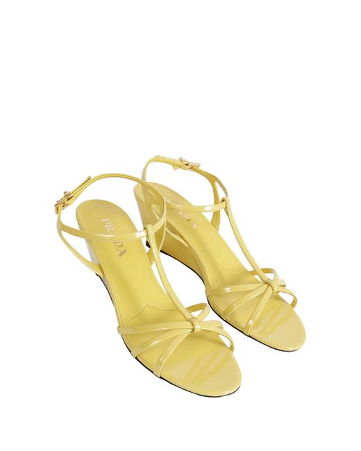 Prada Metallic Patent Leather Sandals