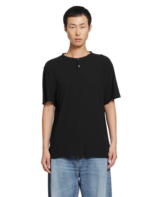 James Perse Black Slub Jersey Short Sleeve Henley T-Shirt for men