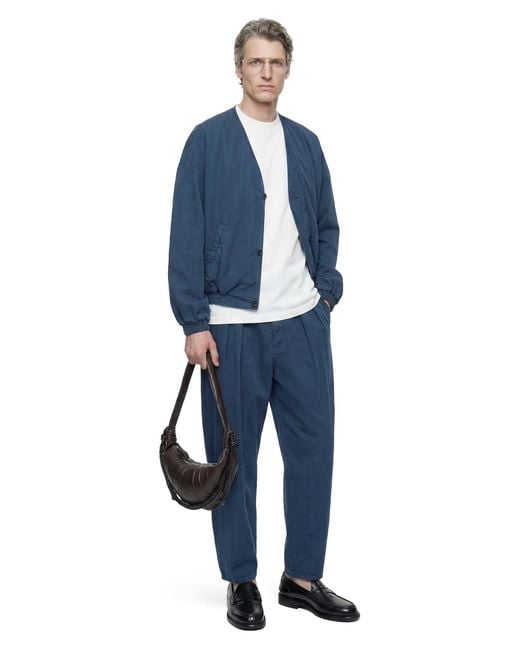 Hed Mayner Blue Pleated Denim Pants for men