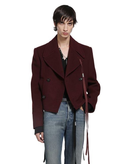 Ann Demeulemeester Red Dalmar Double-Breasted Wool Caban for men