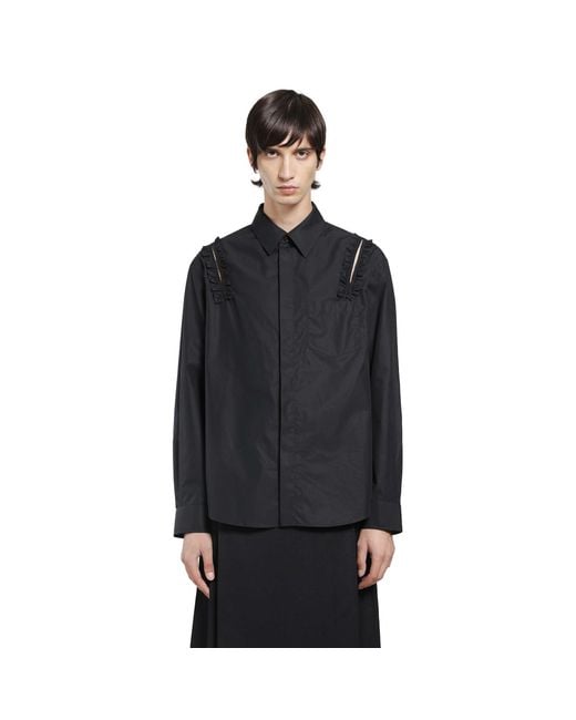 Simone Rocha Black Ruffle Slash Shirt for men