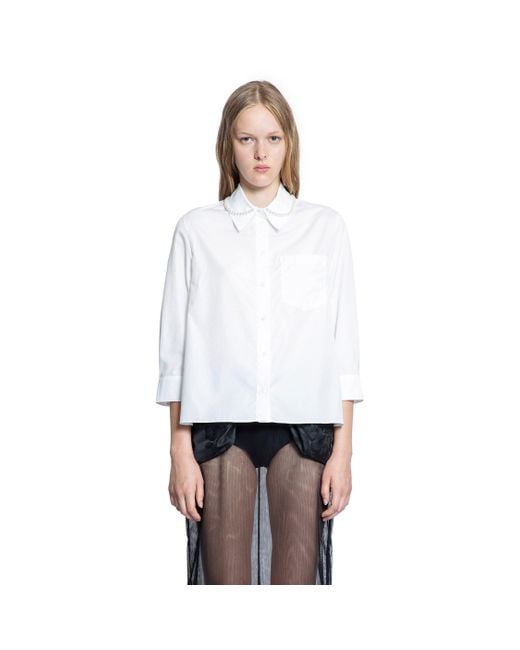 Simone Rocha White Cropped Masculine Shirt