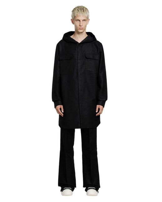 Rick Owens Black Tower Hooded Outershirt for men