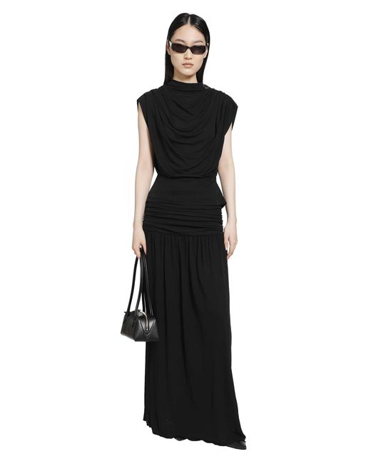 RETORI Black Draped Viscose Jersey Top