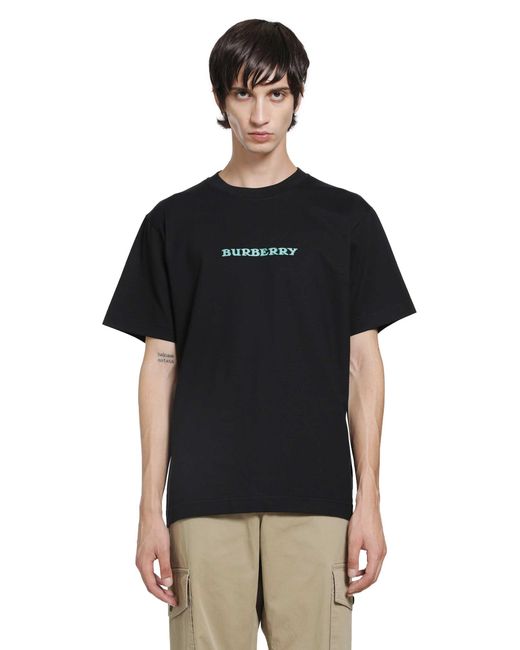 Burberry Black Heritage Logo Cotton T-Shirt for men