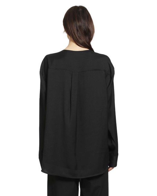Totême Black V-Neck Tweed Blouse
