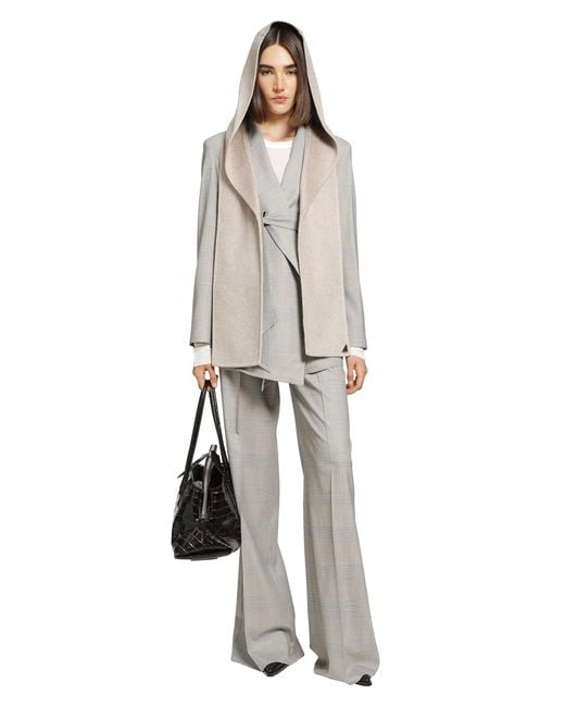 Max Mara Gray Double Cashmere Broadcloth Stole