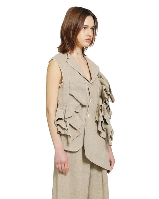 Comme des Garçons Natural Ruffled Linen Vest