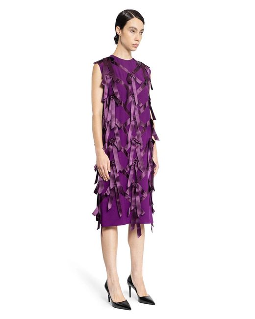 Prada Purple Sablé Dress With Bows