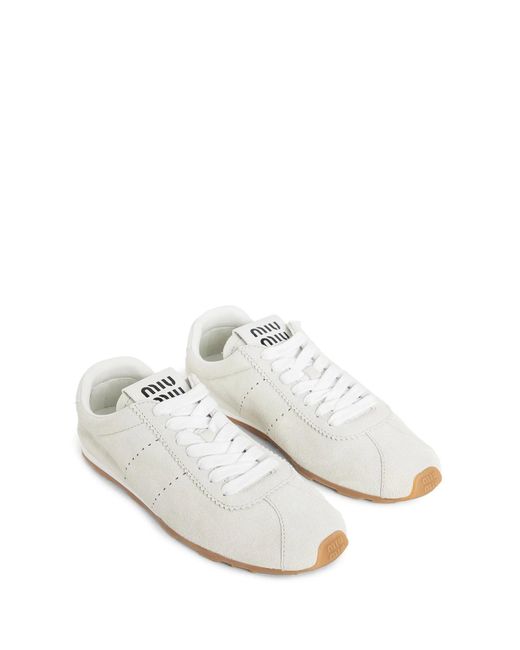 Miu Miu White Suede Sneakers
