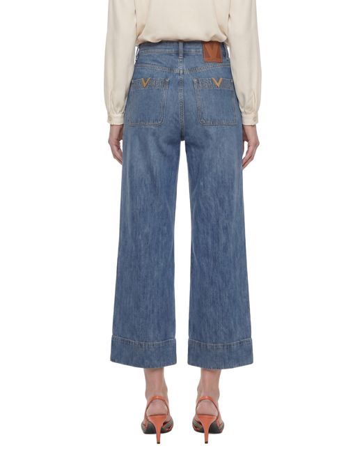 Valentino Blue Cropped Flare Jeans