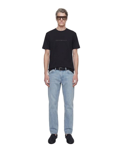 Emporio Armani Black Pima-Jersey Logo T-Shirt for men
