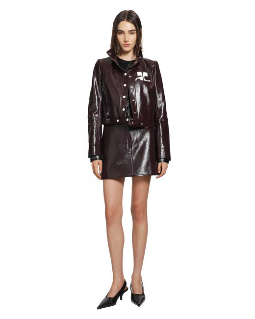 Courreges Black Vinyl And Knit Cardigan