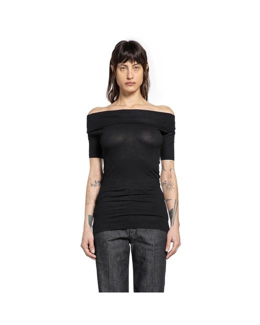 Lemaire Black Short Sleeve Twisted Top