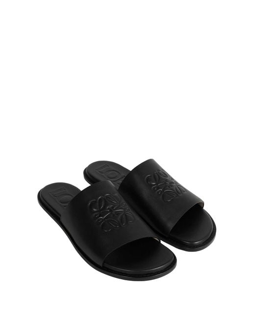 Loewe Black Flex Anagram Slides for men