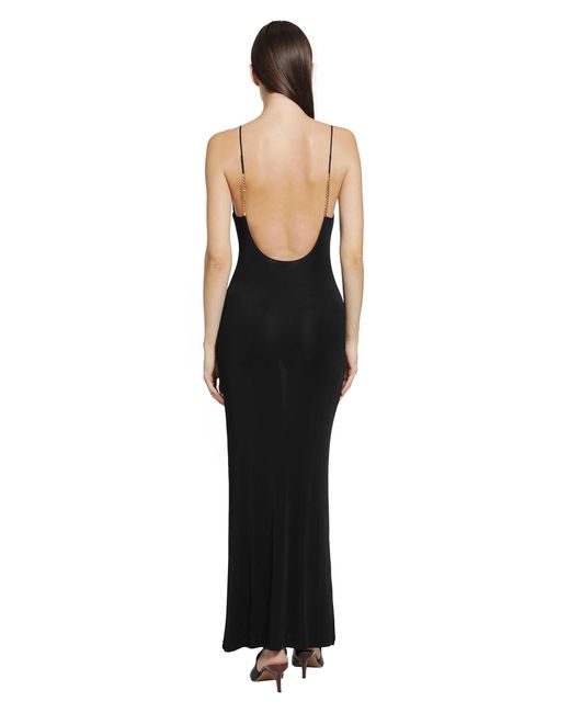 Saint Laurent Black Knit Cassandre Chain Backless Dress