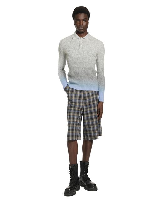 ERL Gray Thin Gradient Knit Polo for men