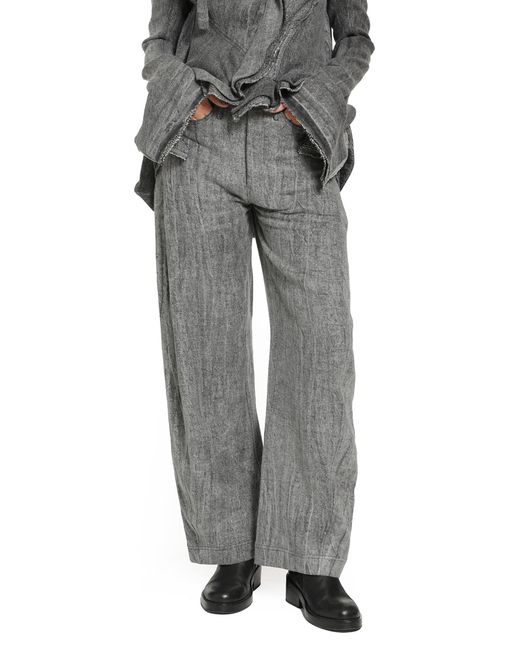 Yehuafan Gray Linen Trousers