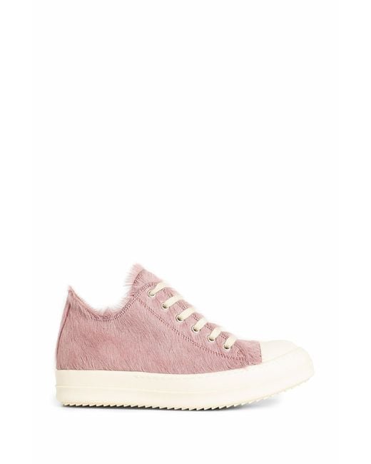 Rick Owens Pink Fur Low Top Shoes Sneakers