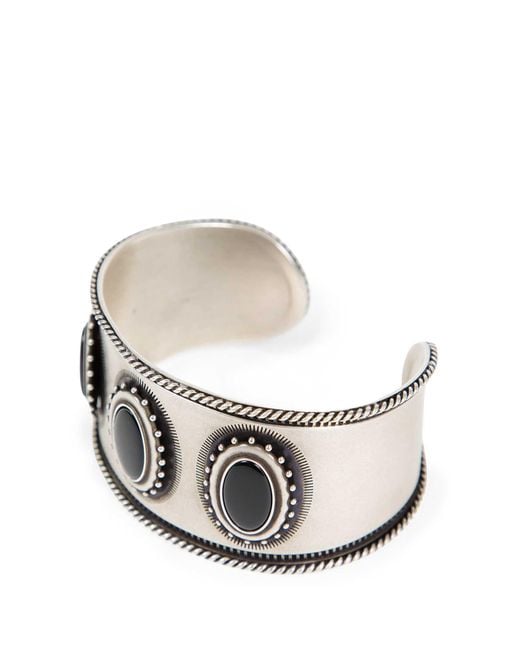 Ann Demeulemeester Gray Luba Small Cabochon Engraved Cuff Bracelet for men