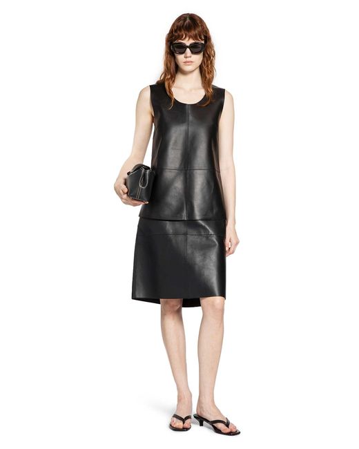 TOTEME Panelled Leather Skirt in Black | Lyst
