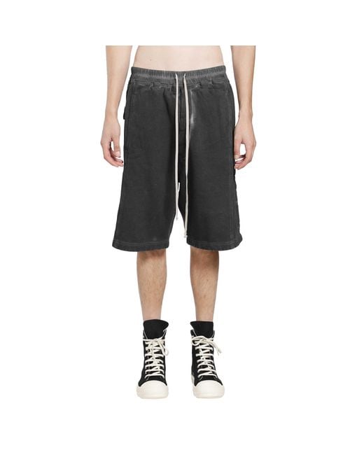 Rick Owens Gray Tower Wide Pusher Shorts for men