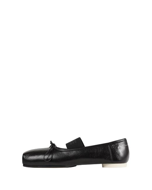 MM6 by Maison Margiela Black Numeric Square-Toe Ballerinas