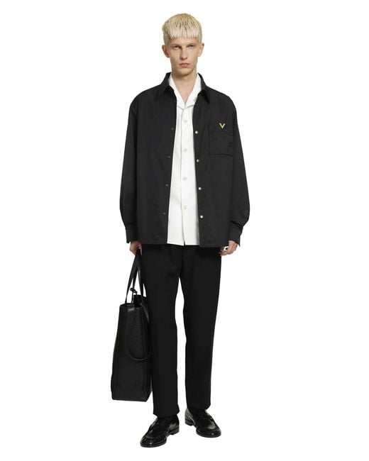 Valentino Black Vgold Nylon Shirt Jacket for men