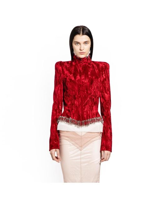 Dilara Findikoglu Red Theather Of Life Velvet Jacket