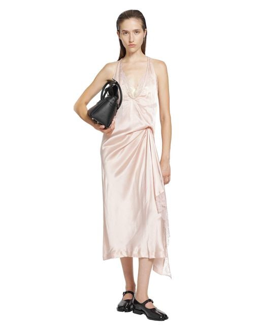 Maison Margiela Pink Silk Slip Midi Dress