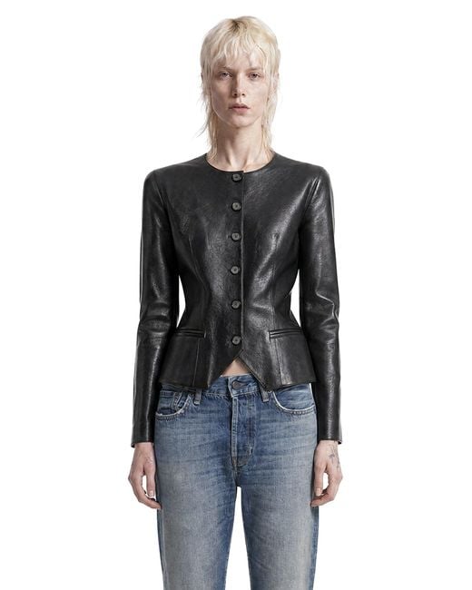 Magda Butrym Black Fitted Leather Blazer