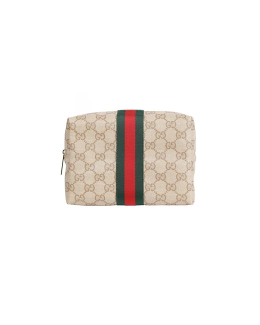 Gucci White Coated Gg Canvas And Web Cosmetics Case