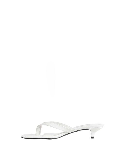 Totême White Croco-Embossed Heeled Flip Flops
