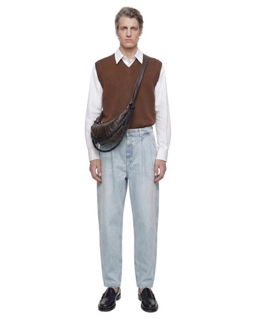 Hed Mayner Blue Pleated Denim Pants for men